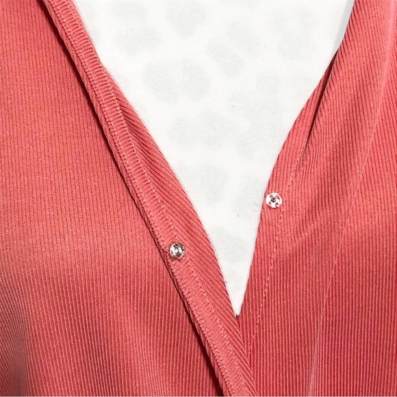 Anthropologie Ribbed Knit Bubble Hem Wrap Blouse - Picture 5 of 14